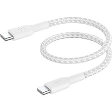 MSP Boostcharge (0.5ft) Braided Usb-C To Usb-C Cable For iPhone 16, iPhone 16 Pro, iPhone 16 Pro Max, iPhone 16 Plus, iPhone 15, Galaxy S24, S23, NOTE10, Pixel 9, Pixel 8, iPad Pro & More - White
