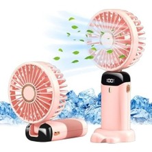 Prime Mini El Fanı 5 Kademeli Dijital LED Göstergeli Boyun Askılı Mini Klima Vantilatör Pembe