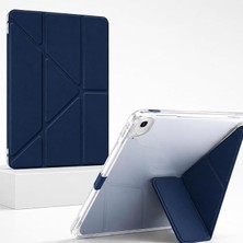 MSP iPad Pro 11 4.nesil ile Uyumlu Tablet Kılıfı Şeffaf Arka Kapak Smart Cover Ayrılmayan Katlanır Standlı Kalem Yuvalı Koruyucu Slim Tablet Kılıfı Akıllı Uyku Özellikli Lacivert