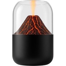 Prime Mini Volkan Alev Efektli Aromaterapi Hava Nemlendirici – 14X7 cm USB Şarjlı Renk Değiştiren LED Işıklı Masa Üstü Difüzör