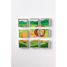 Prime Manyetik Blok Çift Taraflı 9 Parçalı Mıknatıslı Puzzle 2 Görsel Aslan-Zebra Yapboz