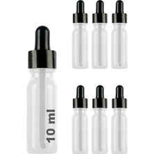 Altes Grup 10 ml Metal Kapaklı Damlalık Dropper Şişesi Serum 10 cc Cam Şişe 6 Adet (Siyah Kapak, Şeffaf)