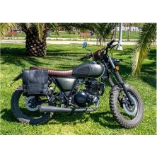 Prime Motorsiklet Çantası, Motorsiklet Yan Çantası, Deri Çanta, Geçme Kilitli (Siyah)
