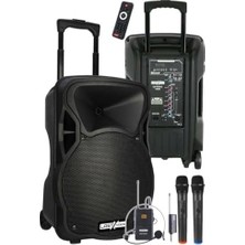 Prime LS-P1915EX Portatif Taşınabilir 3 Mikrofonlu Seyyar Ses Sistemi 15 Inç 1200 Watt