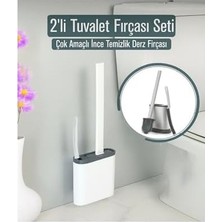 Prime 2'li Silikon Tuvalet Fırçası Seti – Esnek Başlıklı Klozet Fırçası & Kenar Fırçası, Beyaz