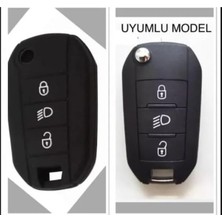 Prime Autohan Keys 208, 308, 301, 3008, 5008 Modelleri Için Siyah Silikon Anahtar Koruma Kılıfı, 3 Tuşlu