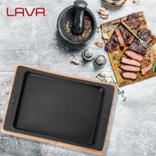Prime Döküm Servis Tabağı 36X24 cm Ahşap Altlıklı - Lv As 173
