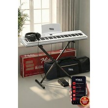 MSP PLX-80WHST Taşınabilir Katlanır Dijital Piyano Tuş Hassasiyetli 88 Tuş Bt (Stand Sustain Kulaklık Çanta Metod)