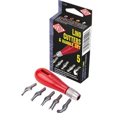 MSP Beş Lino El Işi Seti Için Kalıp ve Sap Set (Lino Cutter Styles 1 Ila 5)