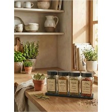 MSP Baharatlık Seti, Cam, Antrasit, 140 Ml, 4'lü Set Standlı