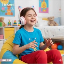 Prime H10 Cat Kedili LED Işıklı Kafaüstü Bluetooth Kulaklık (Toz Pembe)