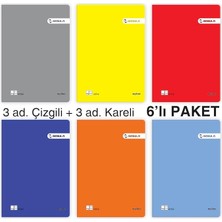 MSP A4 60 Yaprak Pp Kapaklı Tel Dikişli Defter – 6'lı Karma Paket