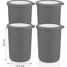 Prime Vakumlu Saklama Kabı Silindir, Gri 2, 10 Ltx4'lü