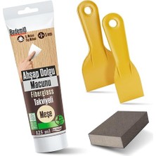 MSP (4'lü) Ahşap Tamir Seti Meşe Renk 125 ml Tamir Macunu + 2 Adet Spatula + Kübik Zımpara