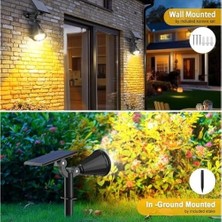 Prime Gün Işığı18 LED Spot Güneş Enerjili Bahçe Aydınlatma Lambası, Fotoselli, Spike Aplik, 18W Su Geçirmez Dış Mekan Solar Lamba, Ağaç,, Havuz, Duvar ve Zemin Montajına Uygundur 42 cm