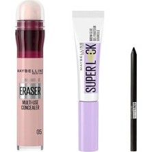Karok Ticaret New York Anti Age Eraser Kapatıcı - 05 Brighten & New York Super Brow Glue Kaş Sabitleyici Maskara & Tattoo Mini Jel Göz Kalemi Hediyeli