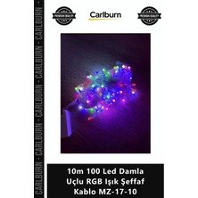 Carlburn Özel Üretim Dekoratif Animasyonlu Yılbaşı 10M 100 LED Damla Uçlu Rgb Işık Şeffaf Kablo MZ1710