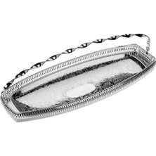 Prime Anne Ingiliz Gümüşü Saplı Oval Kurabiyelik 40 x 15 cm