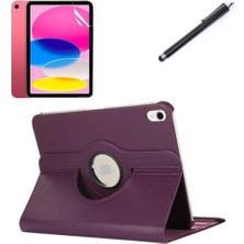 Prime iPad 11.nesil A16 11INÇ/10.NESIL 10.9inç ile Uyumlu Kılıf Dönen Tablet Kilifi Ekran Koruyucu+Kalem Mor