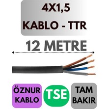 MSP 4x1,5 Ttr Kablo, 12 Metre, Siyah, Enerji Kablosu