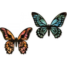 Prime Life 661802 Thinlits Delme Set 4 Adet Detaylı Mini Kelebekler – Tim Holtz, Çelik, Çok Renkli, 19.10 x 14.4 x 0.4 cm
