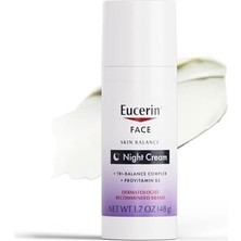 Prime Eucerin Cilt Dengesi Gece Kremi, Tri-Balance Kompleksi ile Zenginleştirilmiş Hassas Cilt Yüz Nemlendirici, 1.7oz Şişe