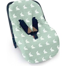 Prime Deux LAPINS%100 Pamuk Müslin Ana Kucağı Kılıfı - Mono Lapin Matcha Green PSTKLF-MHG-000STD
