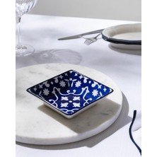 Prime Life Reve Bleu Verve Kare Tabak - 12 cm - Mavi/beyaz