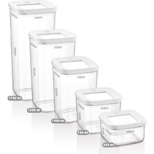 Prime Kare Şeffaf Saklama Kabı, 5'li Set