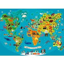 MSP 132874 150 Parçalı Puzzle Hayvanlı Harita, Renkli