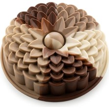 MSP Klasik Dilimli Çiçek Tasarımlı Silikon Kek Kalıbı - Yapışmaz ve Esnek Pasta Kalıbı (22X5 Cm, 1 Adet)