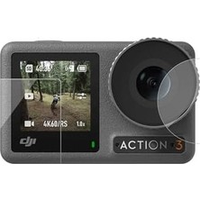 Prime Temperli Cam Koruma Seti – S6-Flm-06-Tdj, Djı Osmo Action 3 ve 4 ile Uyumlu, Action 5 ile Kısmi Uyumlu, Lens + Ön + Arka Ekran Koruma