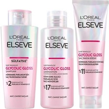 Prime Elseve Glycolic Gloss Parlaklık Veren Saç Bakım Rutini Seti: Şampuan, Saç Kremi, Bakım Spreyi