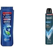 Karok Ticaret Clear Men Erkek Şampuan Sport Menthol Kepeğe Karşı Etkili 600 ml + Rexona Men Erkek Sprey Deodorant Xtra 72 Saat Kesintisiz Üstün Koruma 200 ml