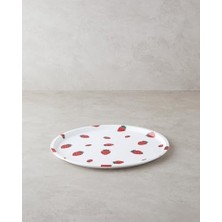 Prime Strawberries Plastik Tepsi Beyaz - Kırmızı, 36 x 30 x 10 cm
