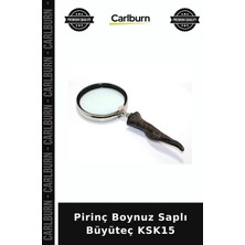 Carlburn Özel Üretim Dekoratif Koleksiyon Antika Aksesuar Ofis Hediye Pirinç Boynuz Saplı Büyüteç KSK15