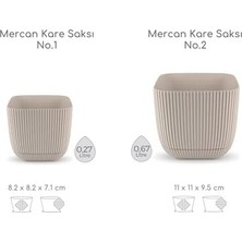 Prime Kare Saksı Seti 0,27 Litre + 0,67 Litre, Iç Mekan - Dış Mekan 2li Ekonomik Tabaklı Plastik Saksı Set Renk