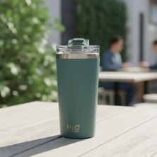 Karok Ticaret 530 ml Pipetli ve Ağızlıklı Çelik Termos Kupa - Çift Fonksiyonlu Kapak - /soğuk Tutan Seyahat Bardağı (Travel Mug) - 4 Farklı Renk Seçeneği (Yeşil)