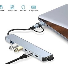 Prime Çoklayıcı Adaptör 7in1 Usb/type-C To USB A, USB C Uyumlu Çevirici Adaptör Çok Portlu Çoklayıcı 7 In 1 USB Hub (Gri)