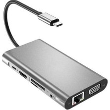 Prime FC31 Uyumlu Type-C™ Usb-C To 4* USB 3.0 4K 1080P Hd HDMI VGA Pd Aux Ses Sd Tf Kart 11IN1 Çevirici Hub Adaptör