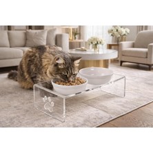 Prime Gobypet Pleksi Mama Kabı (Beyaz Seramik, Şeffaf Pleksi)