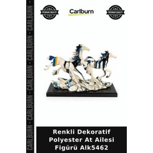 Carlburn Özel Üretim Hediyelik Salon Ofis Biblo Renkli Dekoratif Polyester At Ailesi Figürü ALK5462
