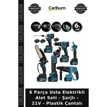 Carlburn Özel Üretim Tadilat 6 Parça Usta Elektrikli Alet Seti - Şarjlı - 21V - Plastik Çantalı