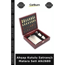 Carlburn Özel Üretim Hediye Ahşap Kutulu Satrançlı Matara Seti ALK2680