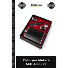 Carlburn Özel Üretim Alkollü Içecek Seyahat Erkek Hediye Aksesuar Kamp Tirbuşon Matara Seti ALK3905