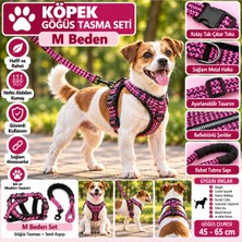 Baron Pet Senye Köpek Göğüs Tasması Seti Reflektörlü M Beden - Neon Pembe (Göğüs 45-65 Cm)