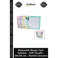 Carlburn Özel Üretim Ofis ve Okul Manyetik Beyaz Yazı Tahtası - Çift Taraflı - 29X29 cm - Renkli Çerçeve