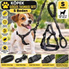Baron Pet Senye Köpek Göğüs Tasması Seti Fitil S Beden - Siyah Reflektörlü (Göğüs 30-45 Cm)