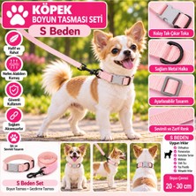 Baron Pet Senye Köpek Boyun Tasması Seti Düz Pembe S Beden (Boyun 20-30 Cm)