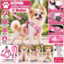 Baron Pet Senye Köpek Göğüs Tasması Seti Pembe Kalpli S Beden (Göğüs 30-45 Cm)